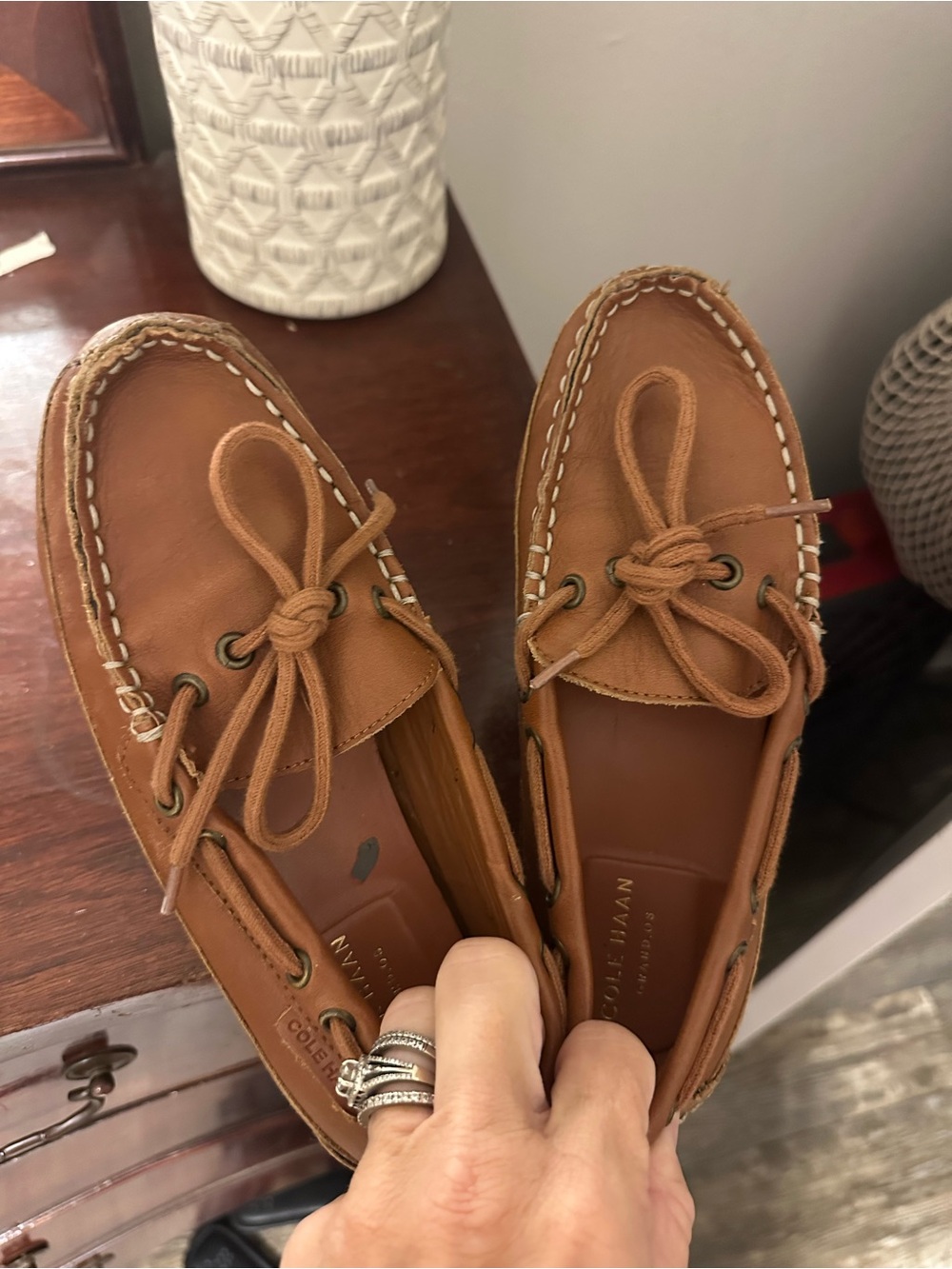 Cole Haan Boys Brown Leather Boat Shoes